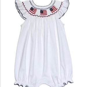 Hug Me First Baby Girl American Flag Romper